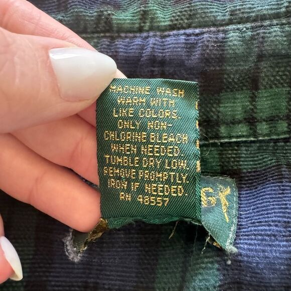 Green and Blue plaid button front shirt XL retro vintage cotton blend comfy - Picture 4 of 9